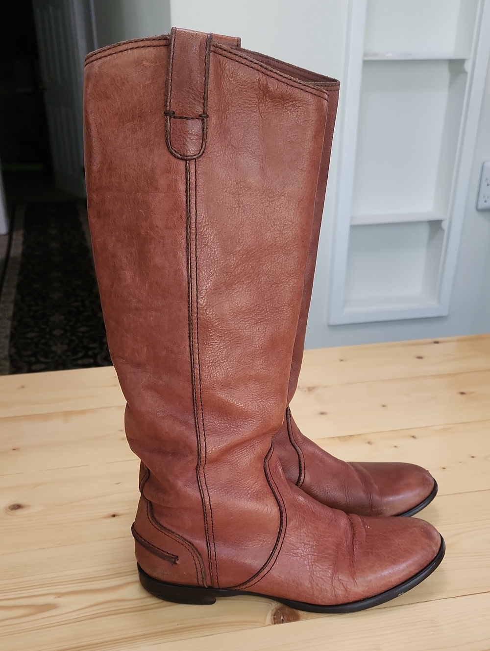 Madewell The Archive 1937 Tall Leather Riding Boots in English Saddle Brown 8.5